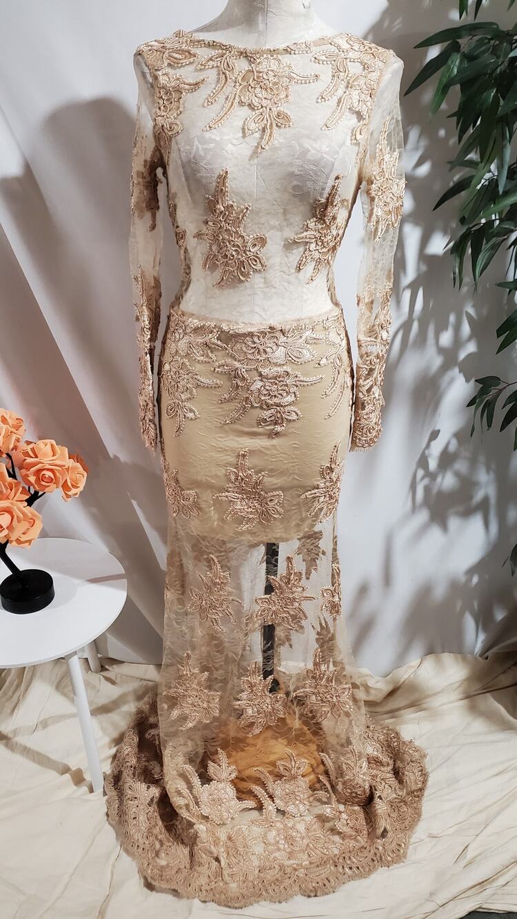 Vintage Va Va Voom Sheer Lace Embroidered Maxi Dress S 90s Y2K Formal Wedding